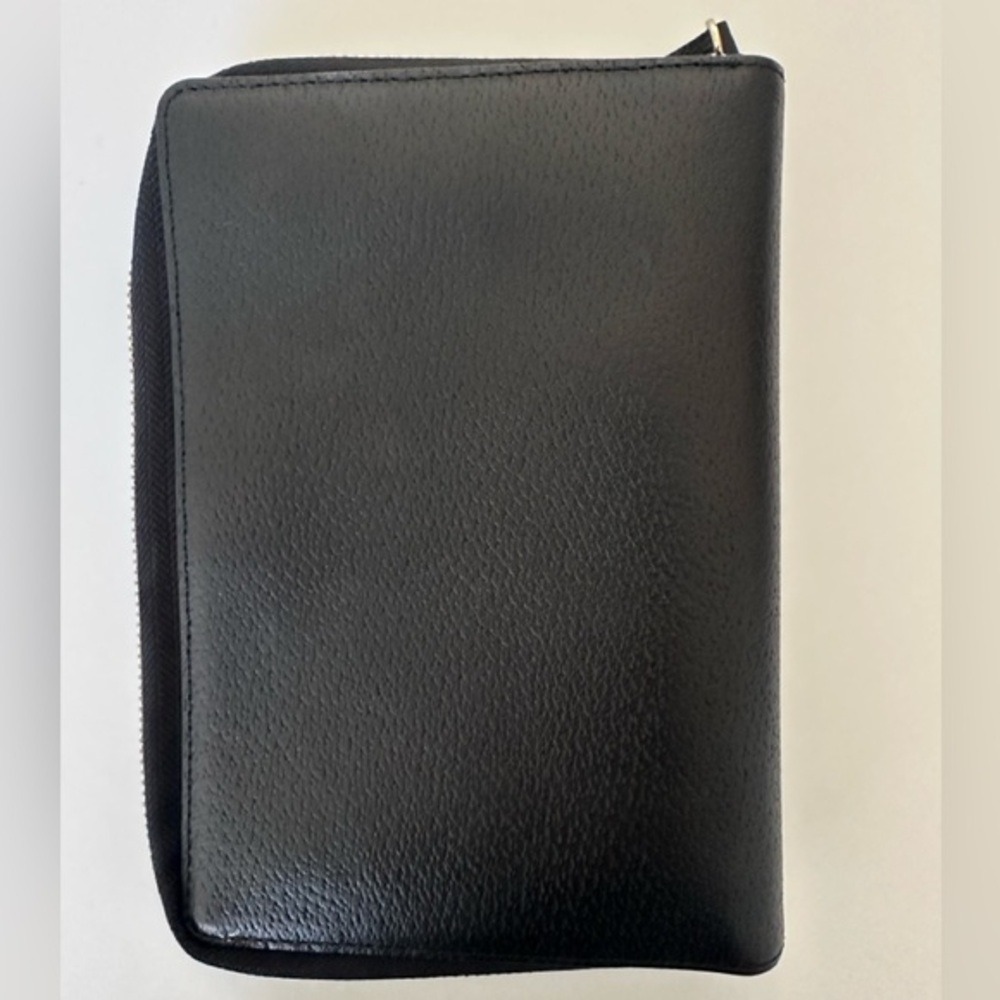 Kate Spade Black Pebbled Leather Zip Around Personal Organizer 6 Ring Planner - Picture 2 of 11